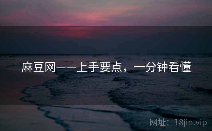 麻豆网——上手要点，一分钟看懂